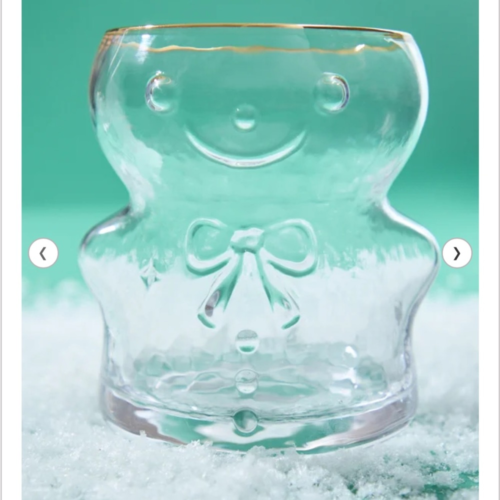Clear Glass Gingerbread Man Wine Glass x2